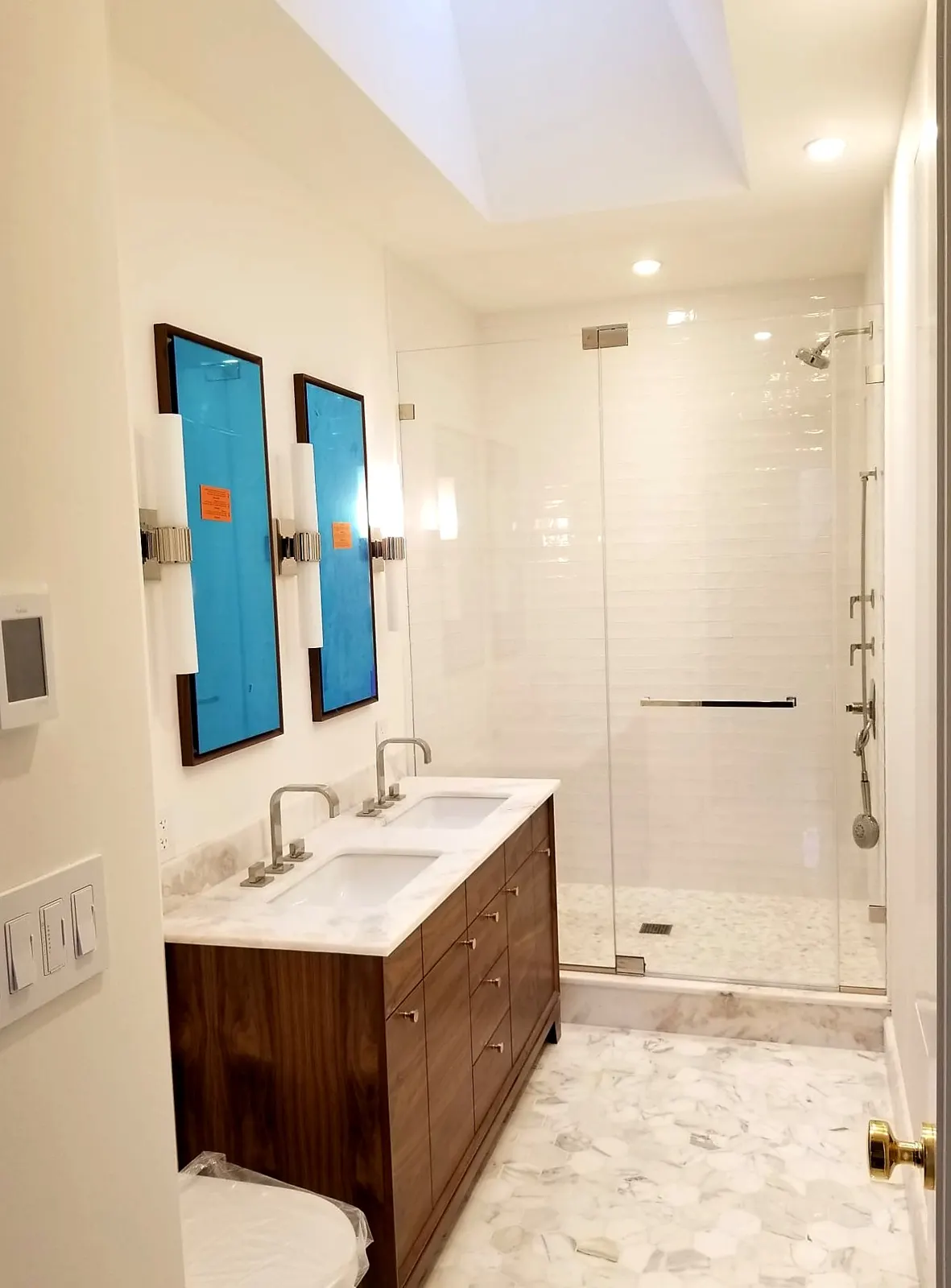 Bathroom Remodel · Double Vanity & Marble Floor