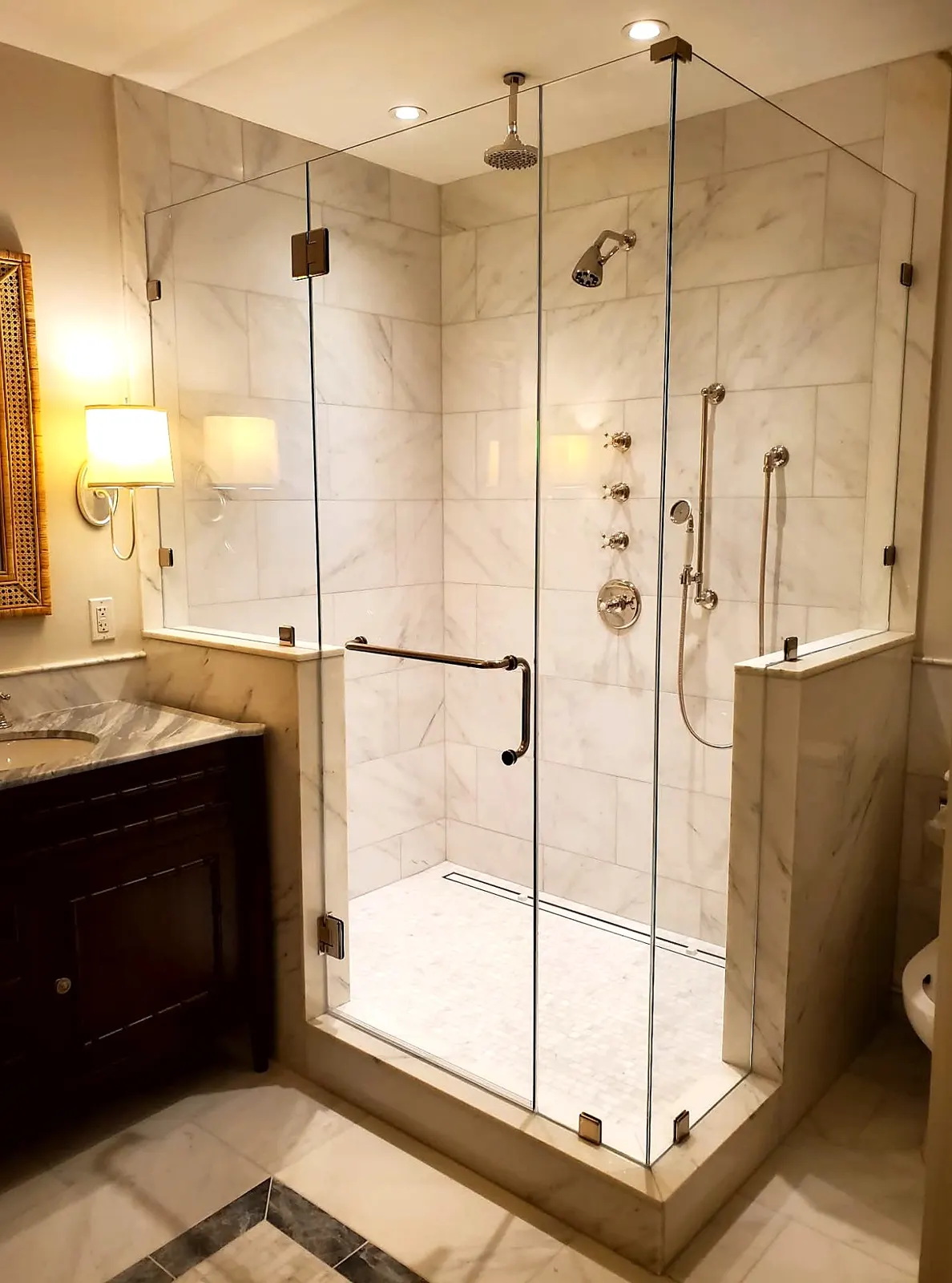 Bathroom Remodel · Marble Shower · Manhattan Brownstone