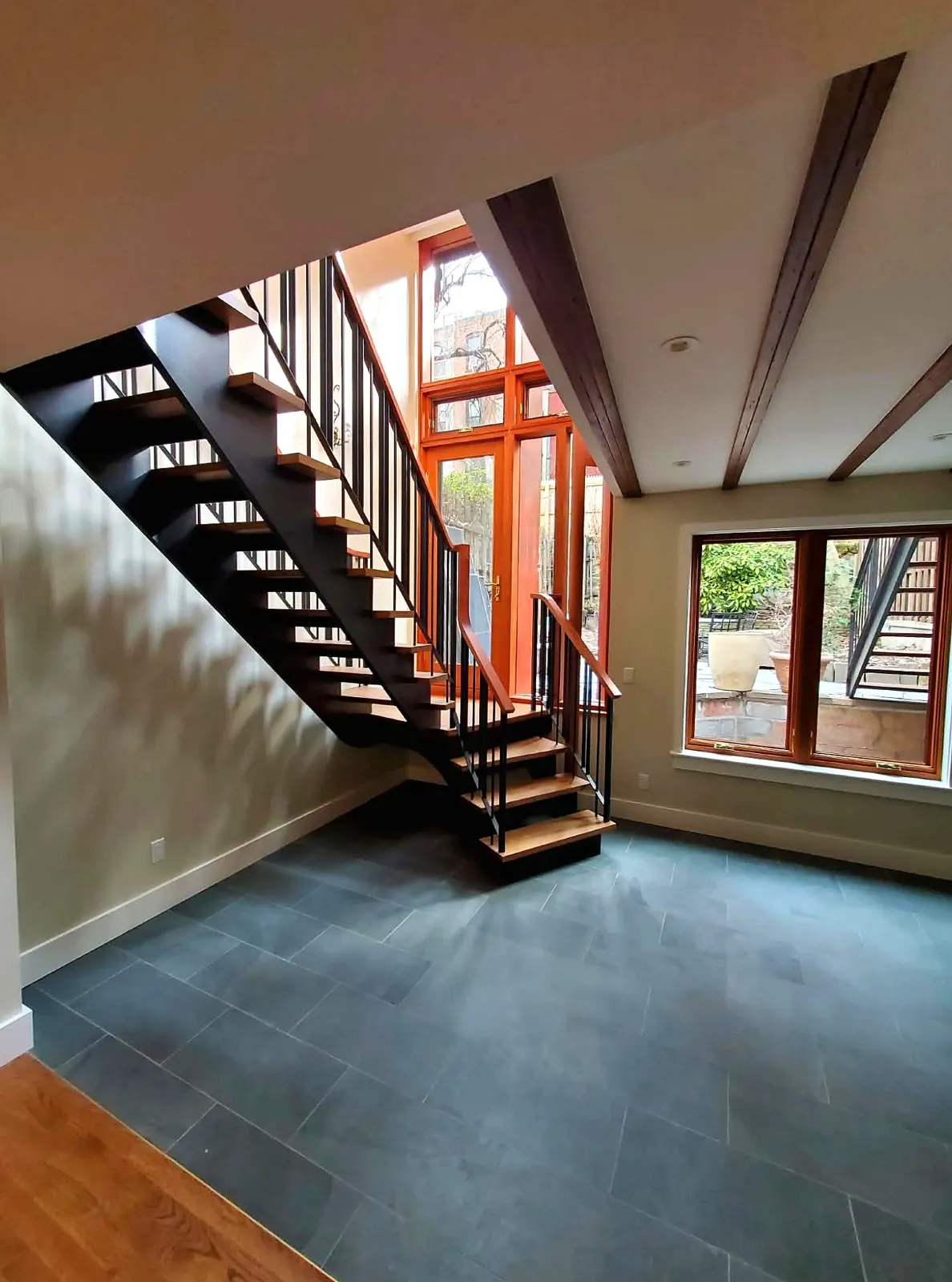 Brownstone Renovation · Open Staircase & Garden View