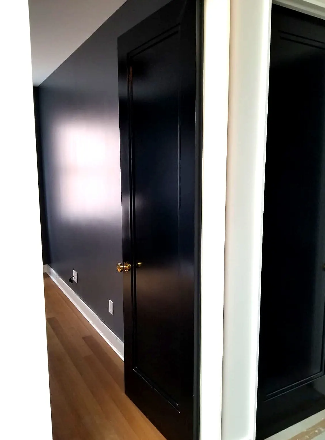 Interior Painting · Black Doors & Hardwood